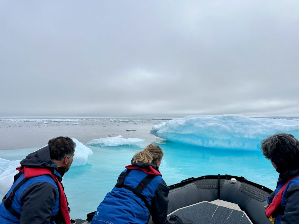 expedition cruise ship zodiac in the arctic