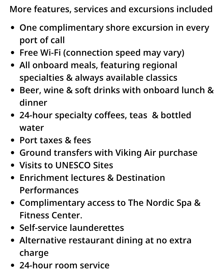 What's included on a Viking ocean cruise
